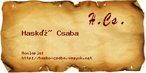Haskó Csaba névjegykártya